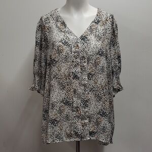 Jones New York Women's V Neck Blouse  Size 2X Office Careerwear Casual